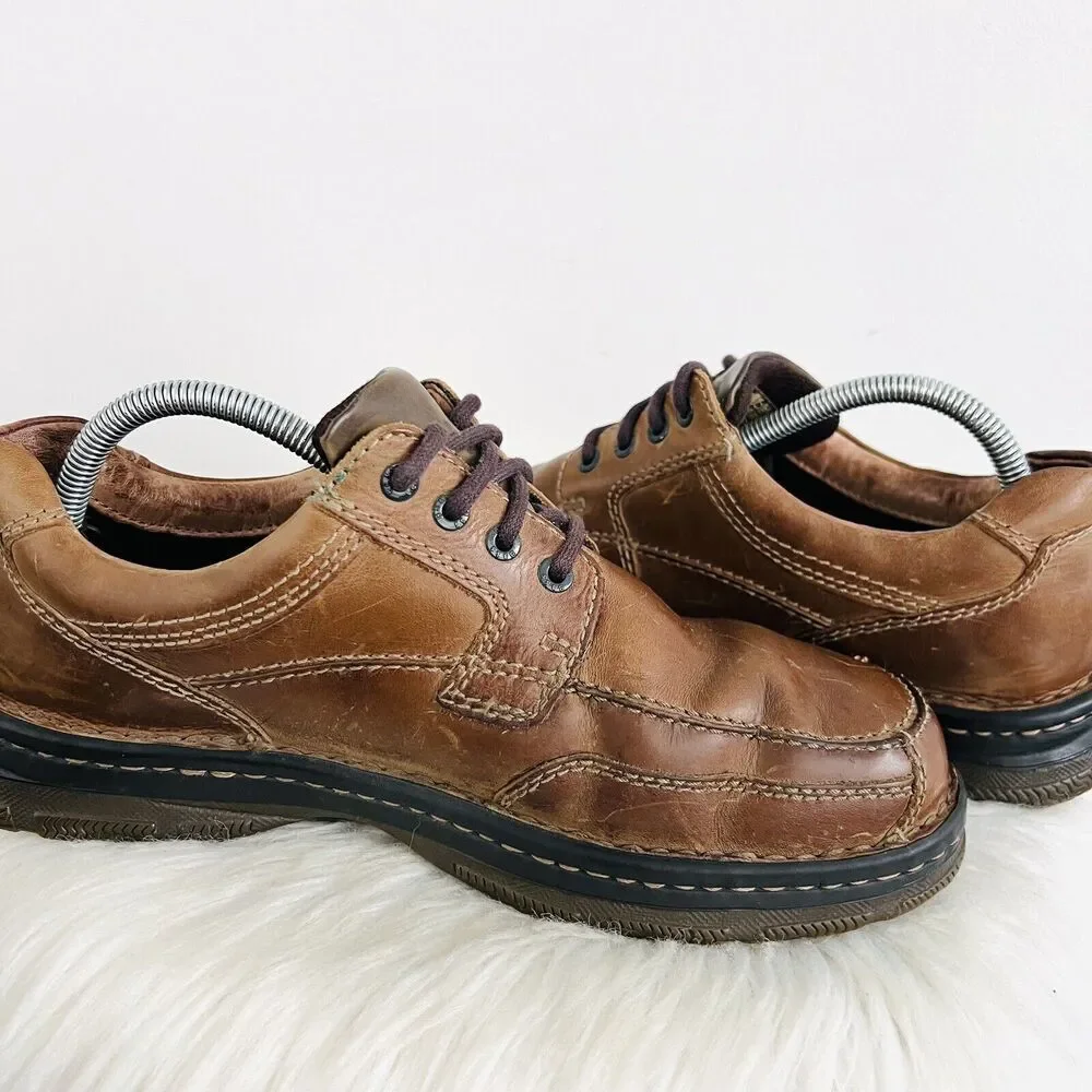 Bass Y2K Spruce Brown Leather Chunky Lug Worn Distressed Boots ~ 8.5MW